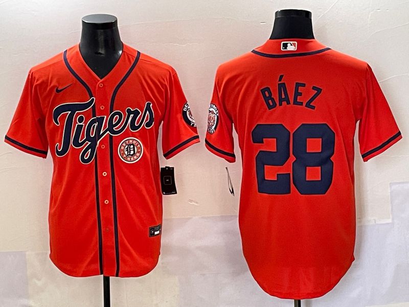 Men 2025 Detroit Tigers #28 Baez Orange Game Nike MLB Jersey style 6->detroit tigers->MLB Jersey